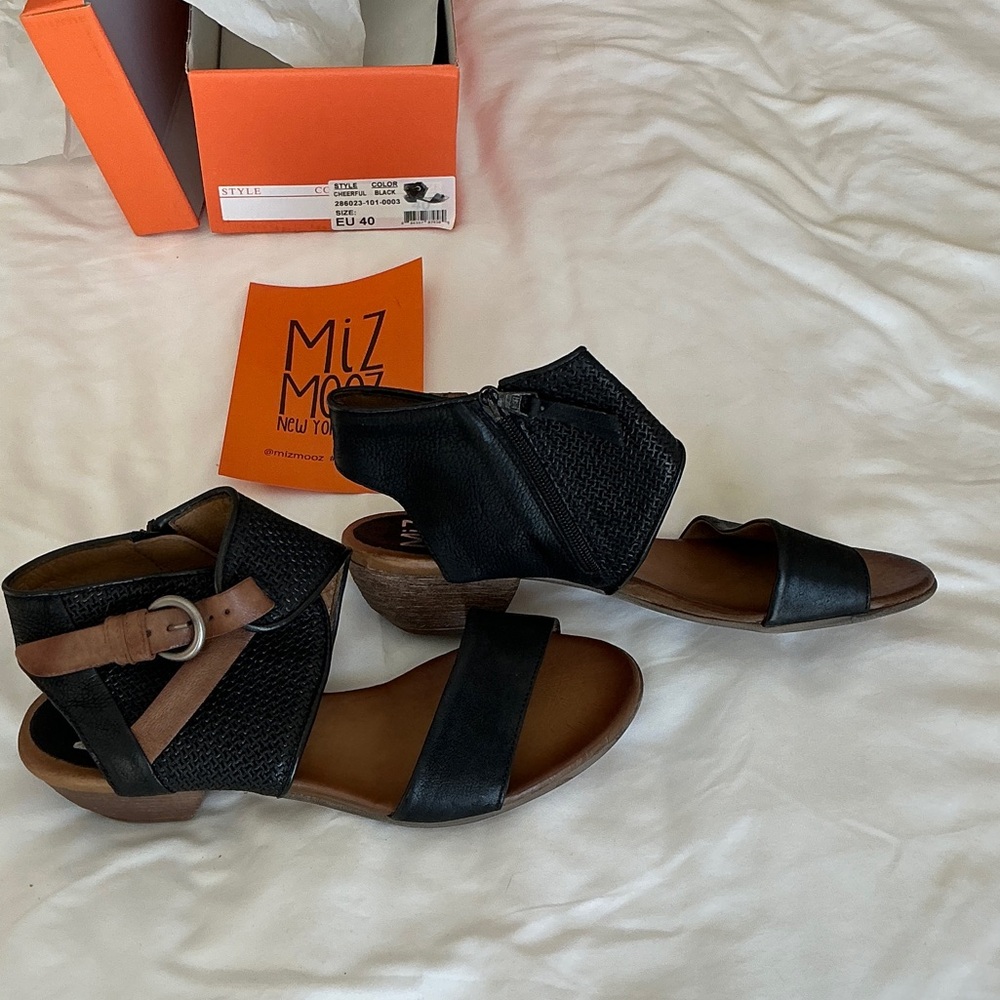 Miz Mooz Black and Brown Women's Sandals